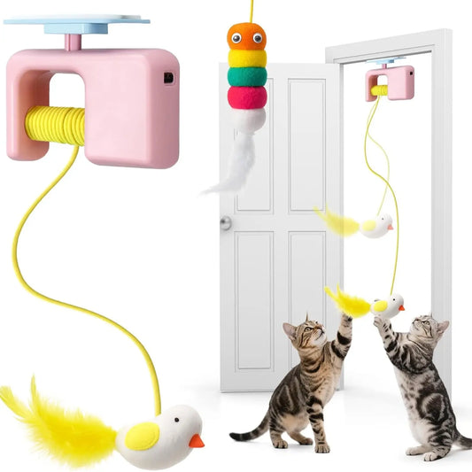Nocciola Indoor Cat Interactive Toy, Automatic Retractable Flying Bird with Hanging Feather, Enrichment Play for Kittens & Adult Cats