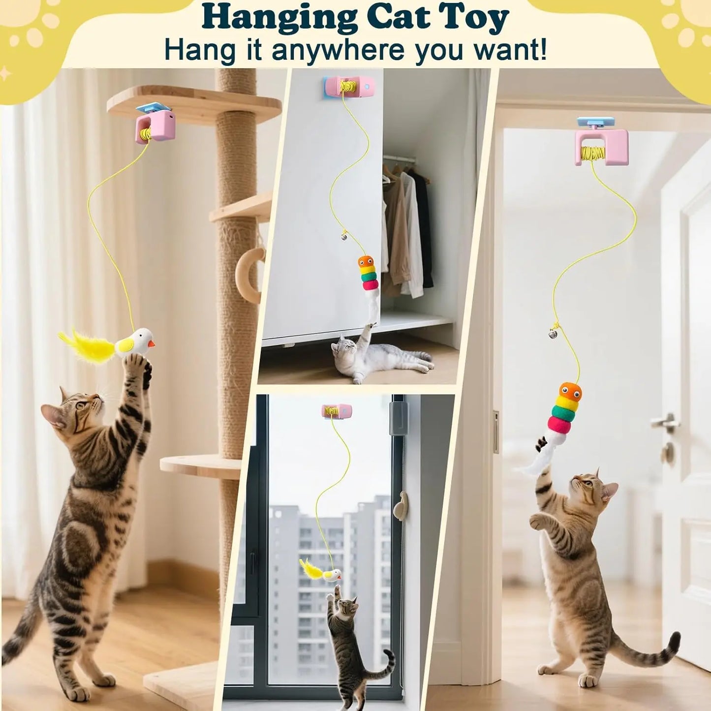 Nocciola Indoor Cat Interactive Toy, Automatic Retractable Flying Bird with Hanging Feather, Enrichment Play for Kittens & Adult Cats