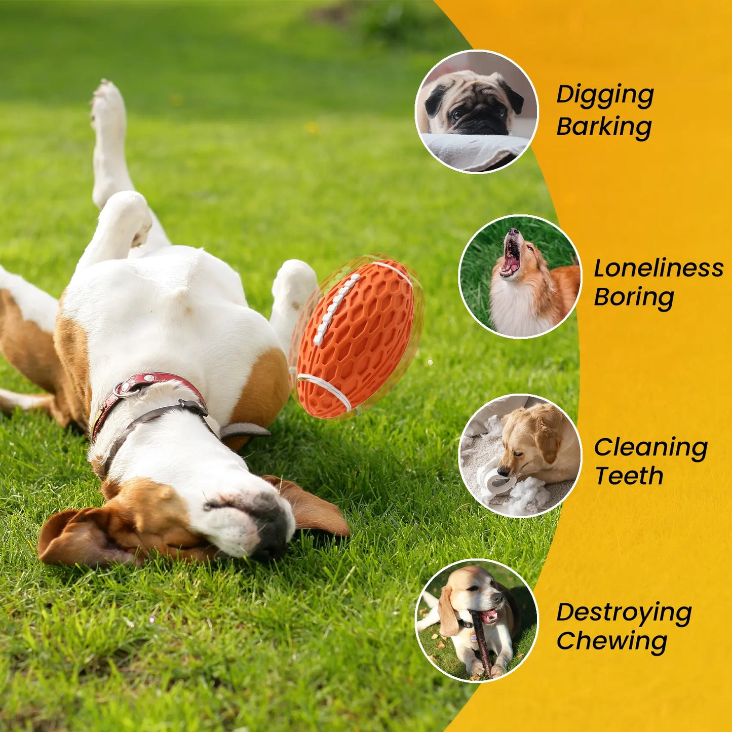Durable Rubber Dog Football Toy for Aggressive Chewers - Interactive Floating Fetch Ball for Medium to Large Dogs
