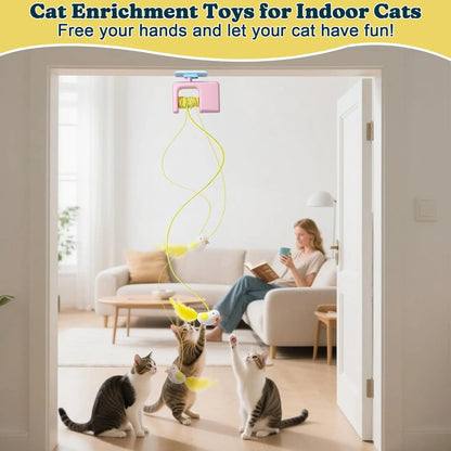 Nocciola Indoor Cat Interactive Toy, Automatic Retractable Flying Bird with Hanging Feather, Enrichment Play for Kittens & Adult Cats