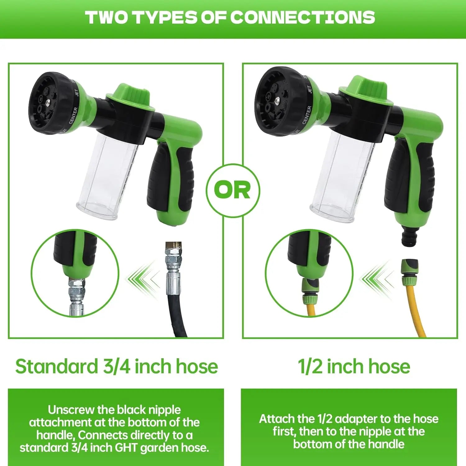 Pup Jet Professional Dog Wash Hose Nozzle with Foam Dispenser and Gentle Massage Feature for Pet Bathing