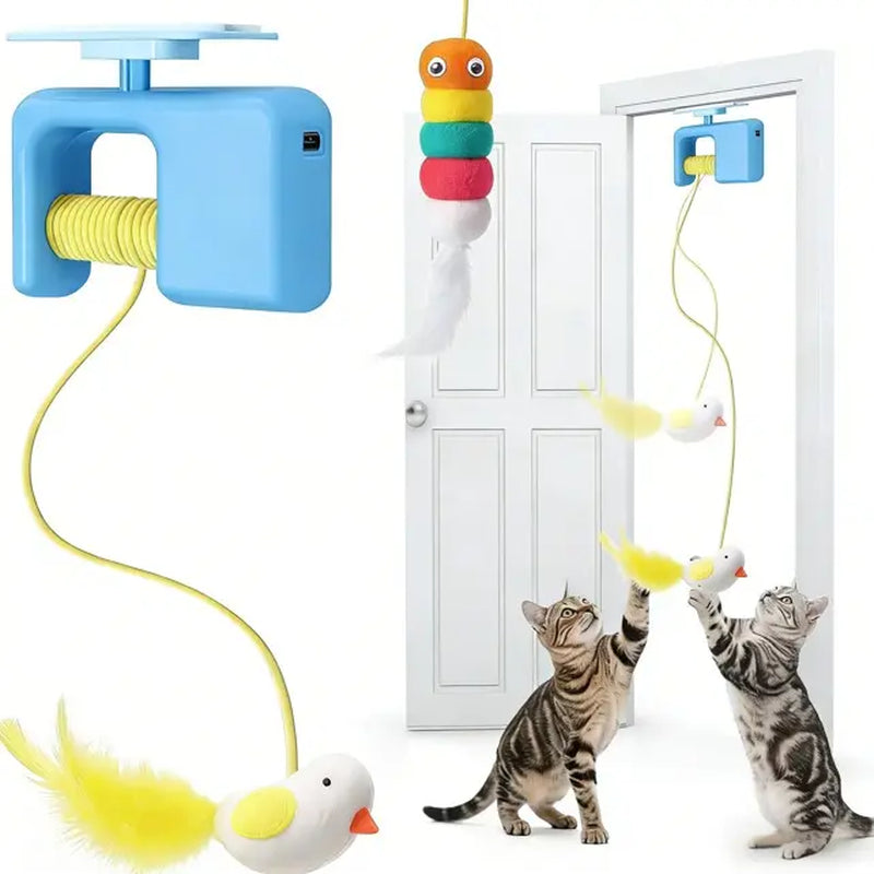 Nocciola Indoor Cat Interactive Toy, Automatic Retractable Flying Bird with Hanging Feather, Enrichment Play for Kittens & Adult Cats