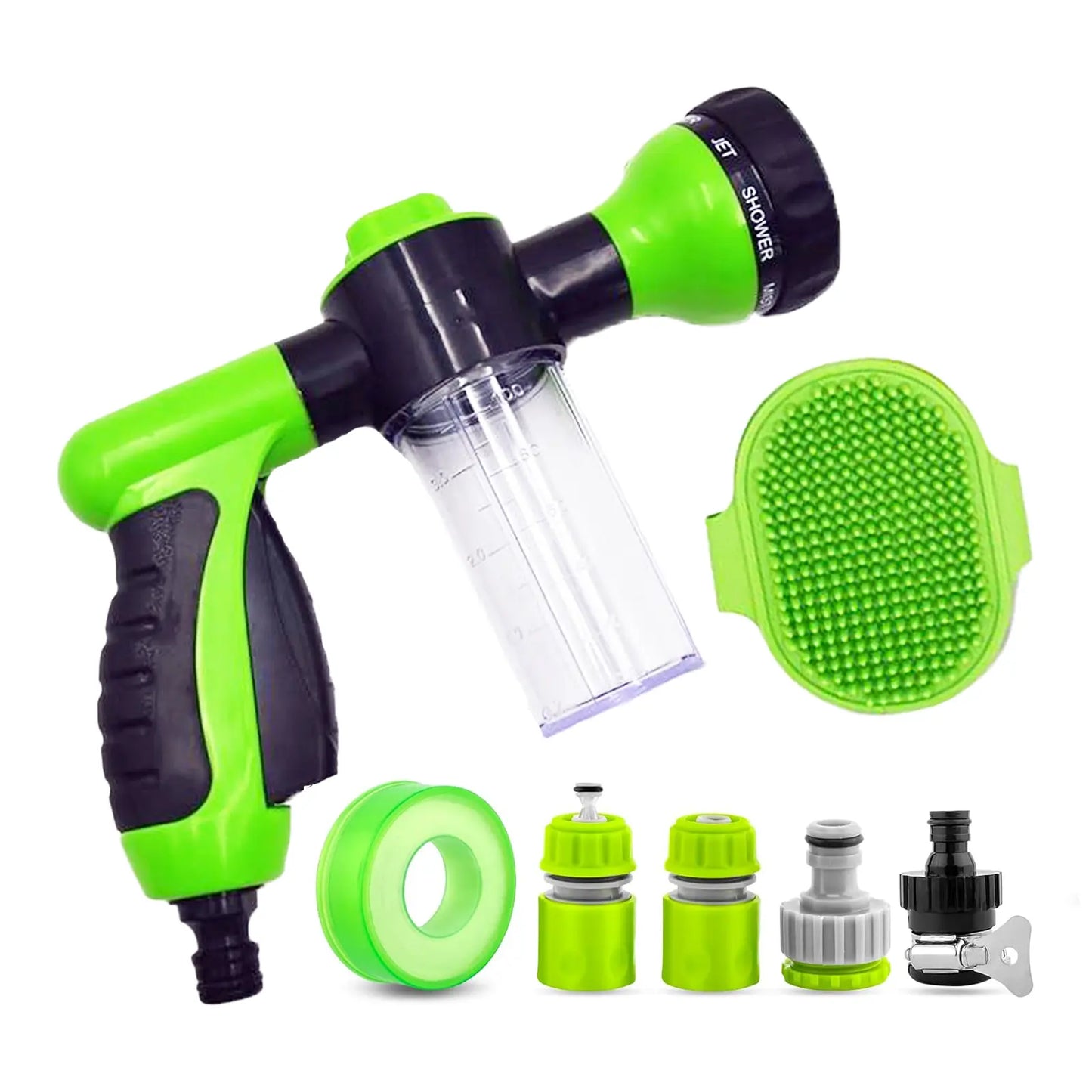 Pup Jet Professional Dog Wash Hose Nozzle with Foam Dispenser and Gentle Massage Feature for Pet Bathing