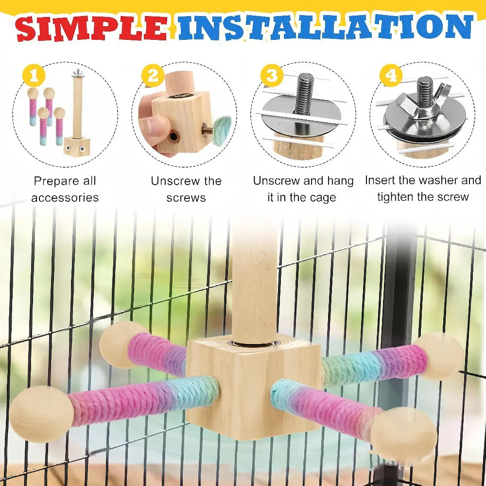 Parrot Bearing Spinning Windmill Toy - Interactive Chew and Beak Care Solution for Cockatiels, Lovebirds, and Budgies - Sophisticated Hanging Cage Accessory
