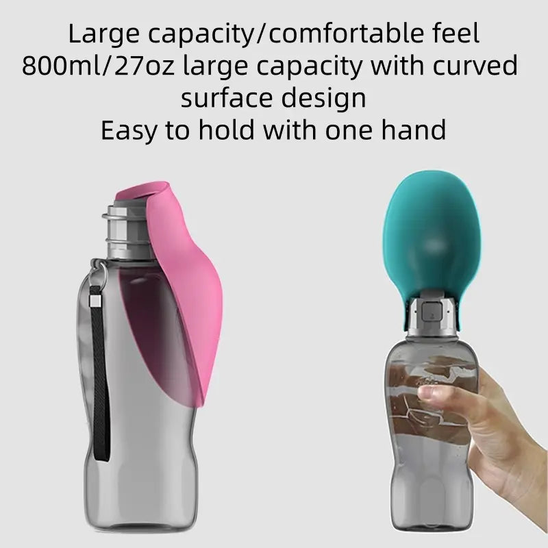 Pet Travel Water Cup, Flip Lid One-Click Release, Dual Leak Proof, 800Ml/27Oz Large Capacity, Single Hand Operation, Cat Dog Universal