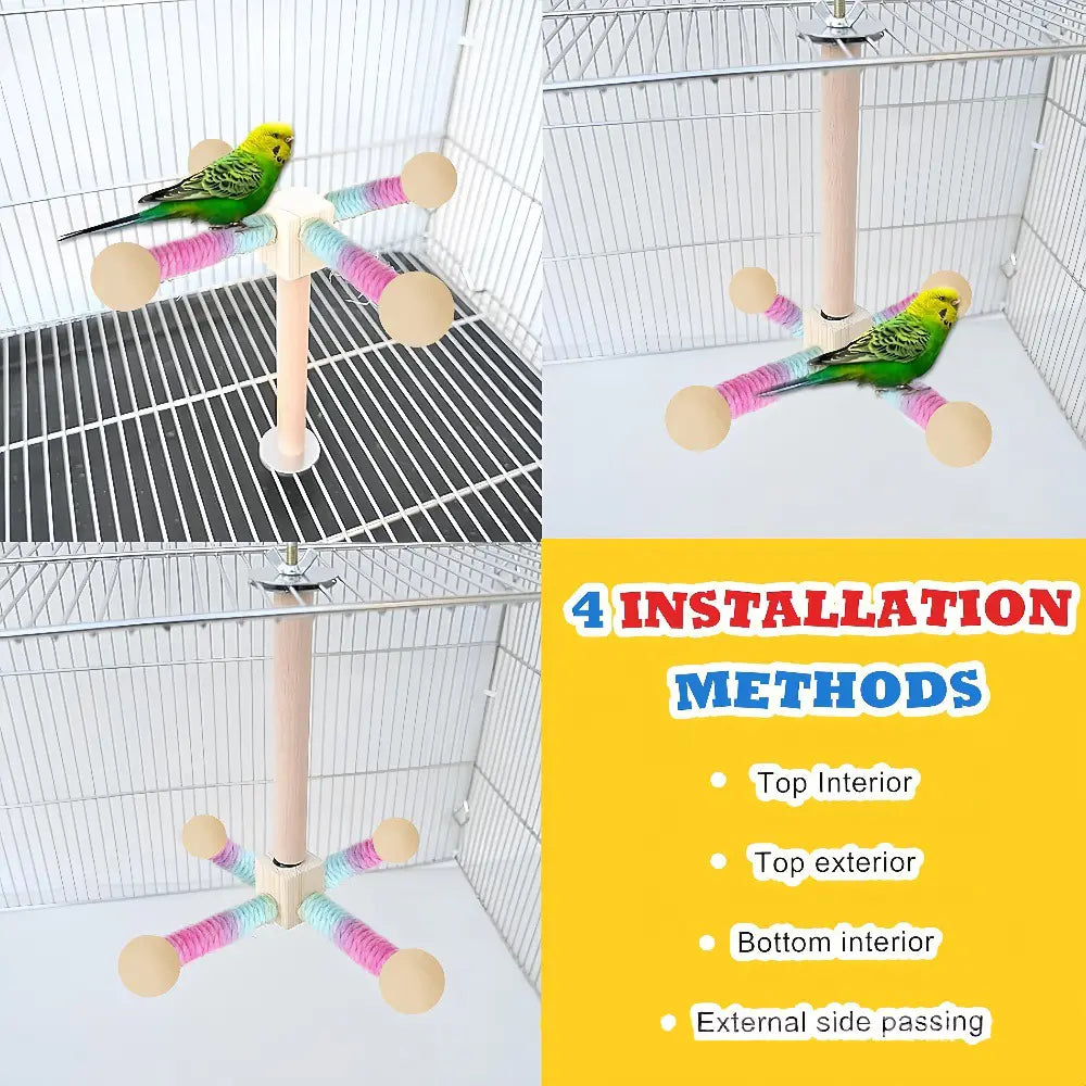Parrot Bearing Spinning Windmill Toy - Interactive Chew and Beak Care Solution for Cockatiels, Lovebirds, and Budgies - Sophisticated Hanging Cage Accessory