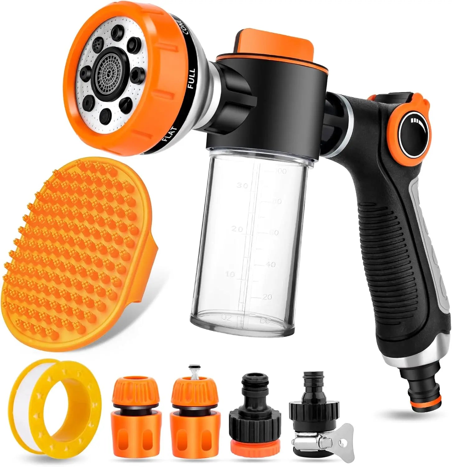 Pup Jet Professional Dog Wash Hose Nozzle with Foam Dispenser and Gentle Massage Feature for Pet Bathing