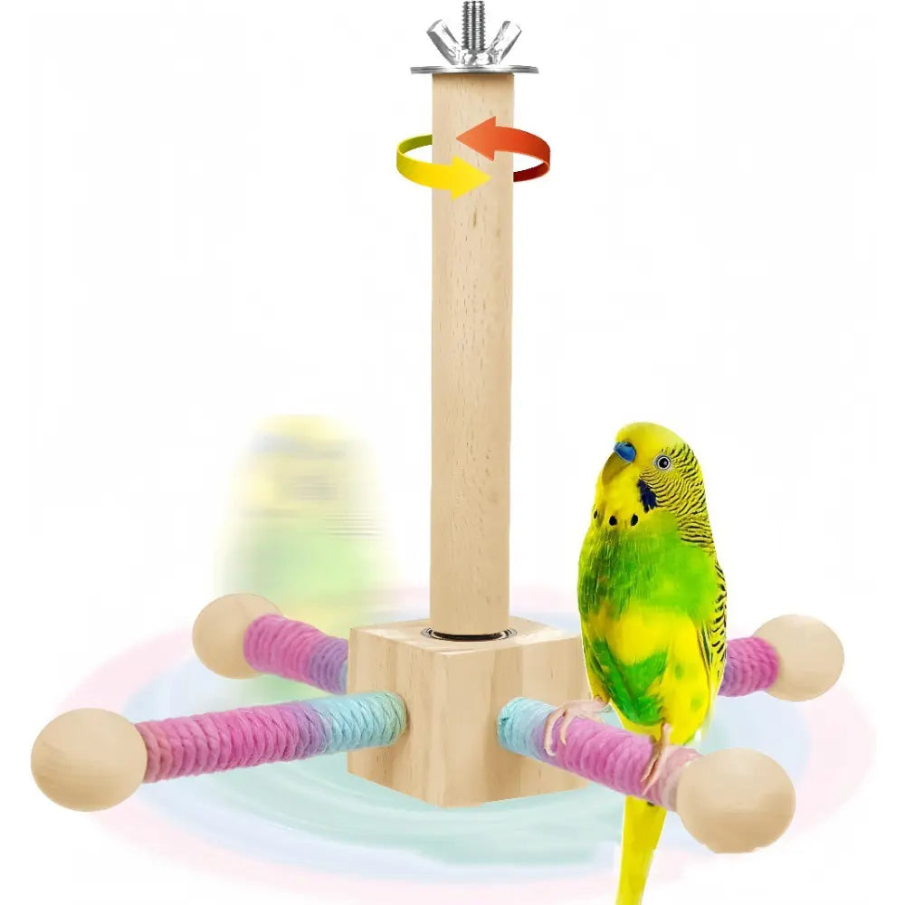 Parrot Bearing Spinning Windmill Toy - Interactive Chew and Beak Care Solution for Cockatiels, Lovebirds, and Budgies - Sophisticated Hanging Cage Accessory